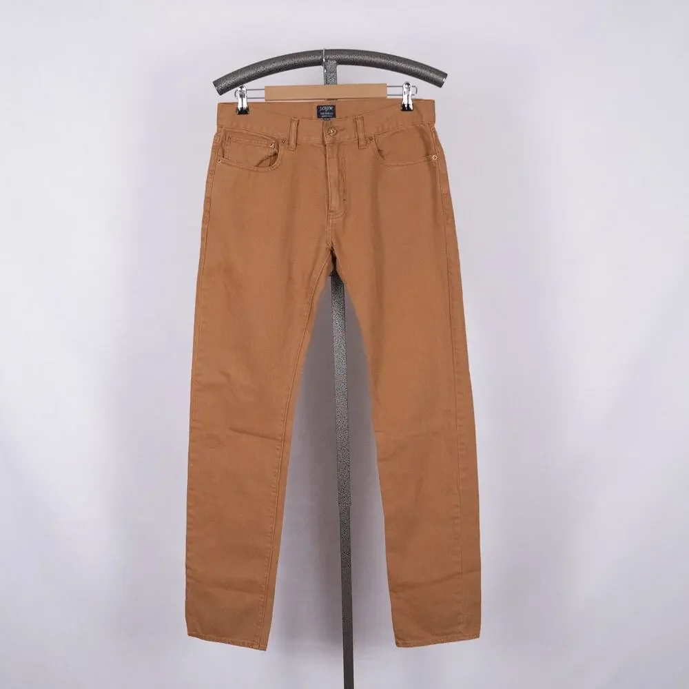 J CREW Men's The Driggs Tan Camel Jeans 32 x 34 Casual Preppy Classic Denim Pant
